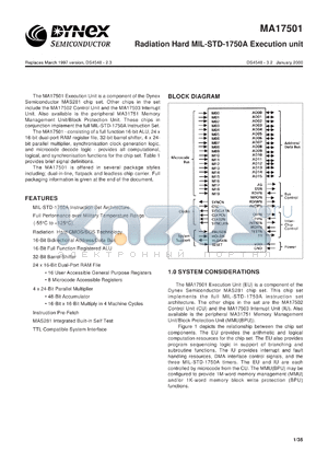 MAS17501FC datasheet - Radiation hard MIL-STD-1750A execution unit