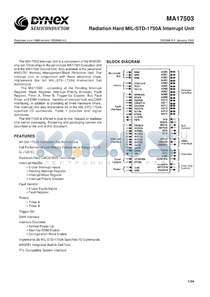 MAR17503FS datasheet - Radiation hard MIL-STD-1750A interrupt unit