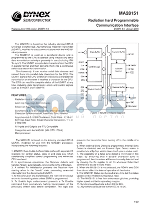 MAS28151LB datasheet - Universal asynchronous receicer/transmitter