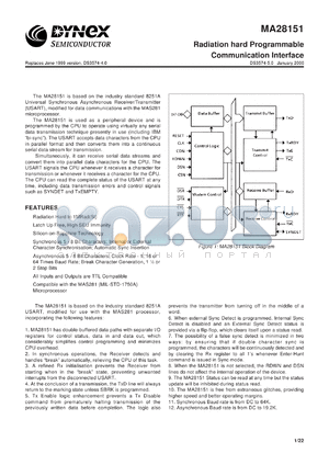 MAS28151LS datasheet - Universal asynchronous receicer/transmitter