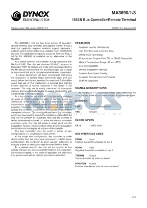 MAS3690CS datasheet - 1553B bus controller/remote terminal