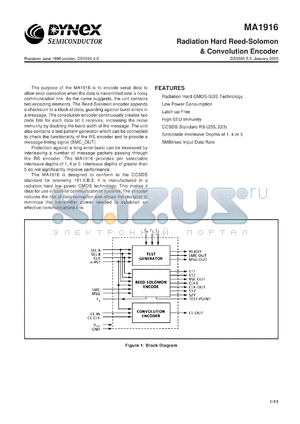 MAS1916CL datasheet - Radiation hard reed-solomon & convolution  encoder