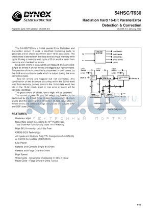 54HSCT630CC datasheet - Radiation hard 16-bit parallel error detection & correction