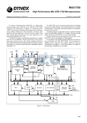 NMAR31750FL datasheet - High performance MIL-STD-1750 microprocessor