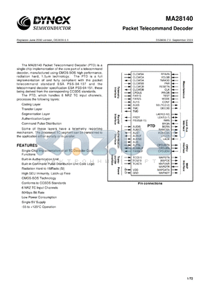 MAS28140FB datasheet - Packet telecommand decoder