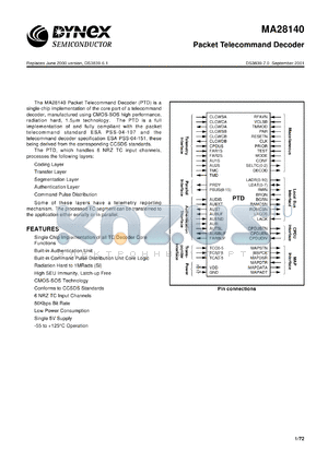 MAR28140NC datasheet - Packet telecommand decoder