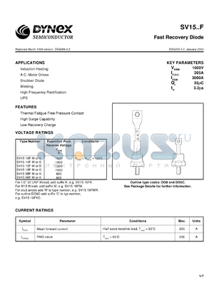 SV1516F datasheet - 1600V fast recovery diode