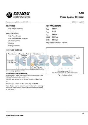 TK1810M datasheet - 1000V phase control thyristor