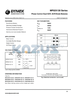 MP02HBP130-20 datasheet - 2000V phase control dual SCR, SCR/diode modules