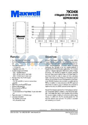 79C0408RT1FH20 datasheet - 4 megabit (512k x 8-bit) EEPROM MCM