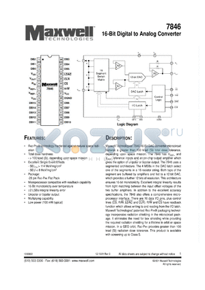 7846RPFI datasheet - 16-bit digital to analog converter