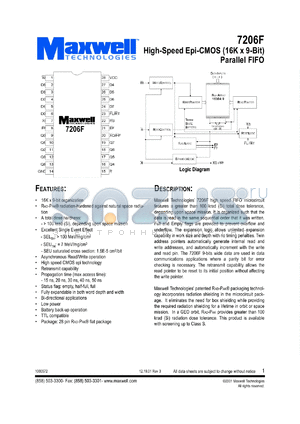 7206FRPFB15 datasheet - High-speed epi-CMOS (16K x 9-bit) parallel FIFO