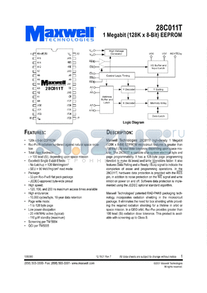 28C011TRPFS20 datasheet - 1 megabit (128K x 8-bit) - EEPROM