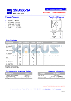 SMJ500-3A datasheet - Quad-diode mixer