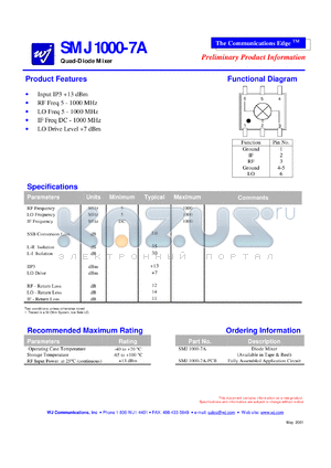 SMJ1000-7A datasheet - Quad-diode mixer