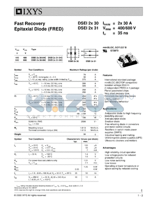 DSEI2X31-04C datasheet - 400V fast recovery epitaxial diode (FRED)