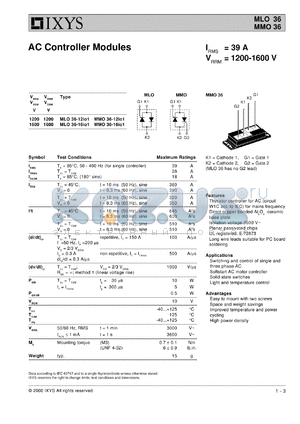 MMO36-12IO1 datasheet - 1200V AC controller module