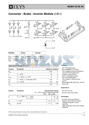 MUBW25-06A6 datasheet - 1200V converter - brake - inverter module