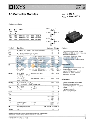 MMO140-08IO7 datasheet - 800V AC controller module
