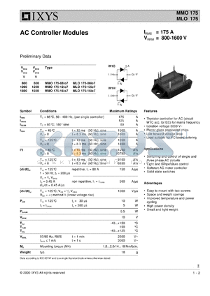 MMO175-12IO7 datasheet - 800V AC controller module