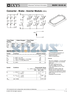 MUBW100-06A8 datasheet - 1600V converter-brake-inverter module