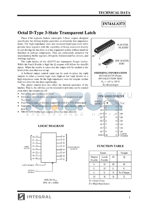 IN74ALS373DW datasheet - Octal D-type 3-state transparent latch