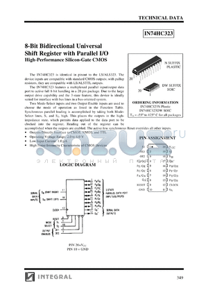 IN74HC323N datasheet - 8-bit bidirectional universal shift register with parallel I/O, high-performance silicon-gate CMOS