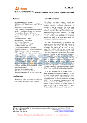 AT1621 datasheet - Single PWM and triple linear power controller