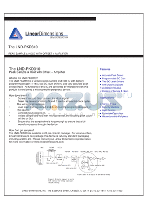 LND-PKD310 datasheet - Peak sample & hold with offset + ampliefier