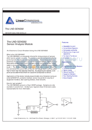 LND-SENS92 datasheet - Sensor analysis module