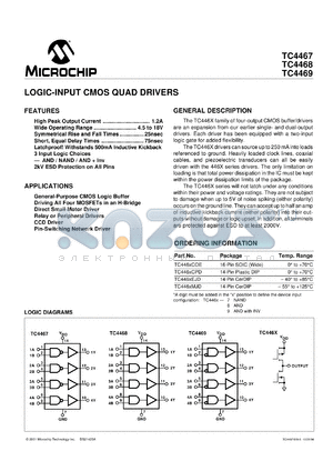 TC4468COE datasheet - Logic-input cmos quad drivers