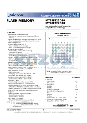 MT28F322D20FH-704B datasheet - 2Meg x 16 async/page/burst flash memory