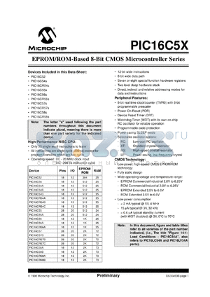 PIC16C54C-04/P datasheet - 8-BIT CMOS MCU