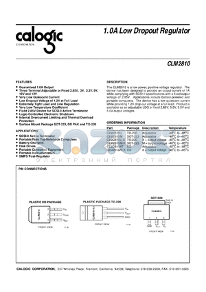 CLM2810AT-10 datasheet - 10 V, 1.0 A low dropout regulator