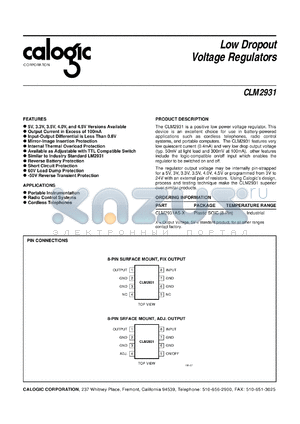 CLM2931AS-4.5 datasheet - 4.5 V, low dropout voltage regulator