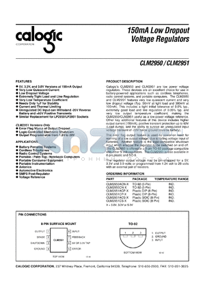 CLM2950ACN-3 datasheet - 3 V, 150 mA low dropout voltage regulator