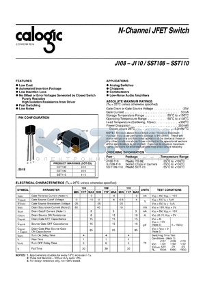 XJ108 datasheet - 25 V, N-Channel JFET switch