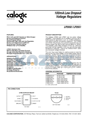 LP2951ACP-5 datasheet - 5 V, 10 mA low dropout voltage regulator