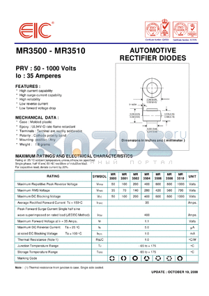 MR3504 datasheet - 400 V, 35 A, automotive rectifier diode