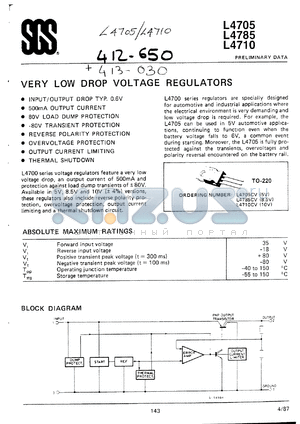 L4705CV datasheet - Voltage output 5 V Current output max. 500 mA