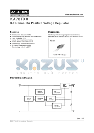 KA78T15TU datasheet - Voltage input 15 V Current output max. 3 A