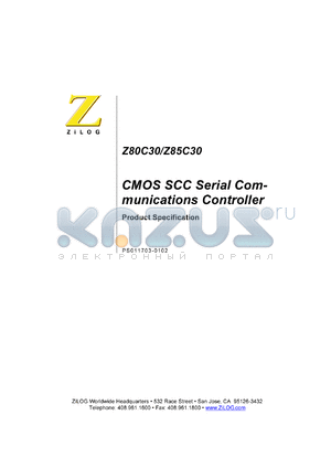 Z85C3008VSCNEC datasheet - CMOS SCC serial communications controller, 8MHz