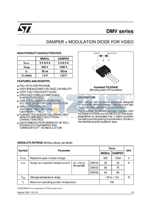 DMV56/F5 datasheet - Damper+modulation diode for video