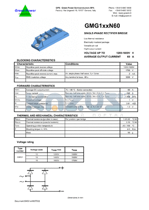 GMG114N60FF datasheet - 1400 V  single-phase rectifier bridge