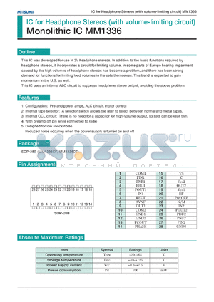 MM1336CF datasheet - IC for headphone stereos (with volume-limiting circuit)