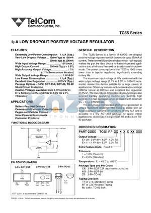 TC55RP6002ECBRT datasheet - 1uA low dropout positive voltage regulator (output voltage: 6V) for battery-powered devices, cameras and portable video equipment and etc.