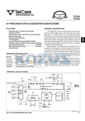 TC530CKW datasheet - 5V precision data acquisition subsystems.