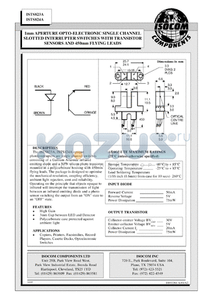 IST823 datasheet - 5V; 50mA interrupter switch with transistor sensors 450mm flying leads