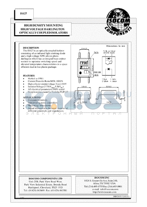 IS127 datasheet - 6V; 50mA optically coupled isolator