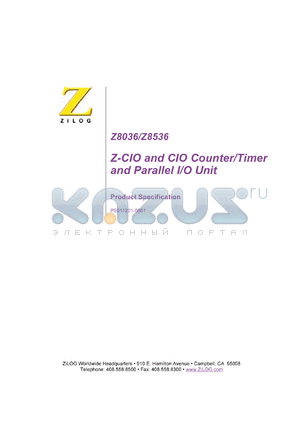 Z8036ADS datasheet - Z-CIO and CIO counter/timer And parallel I/O unit, 6 MHz